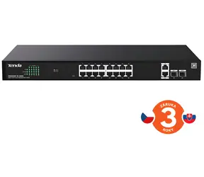 Tenda TEG2220P-16-250W / Switch / 16x Gigabit PoE+ / 2x SFP / 230W / Rackmount / Kov