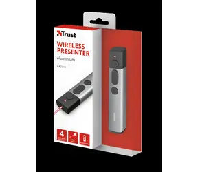 Trust Kazun stříbrná / Prezentér / laserové ukazovátko / bezdrátové USB / 4 tlačítka / dosah 10 m