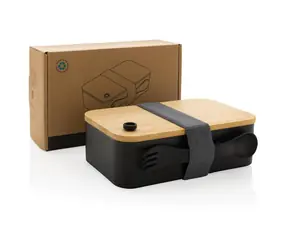 XD DESIGN Box na svačinu černý / Bambusové víko / 700 ml