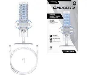 HyperX QuadCast 2 Frost / Stolní mikrofon / USB-C / RGB podsvícení / dotykové ztlumení / 3 m kabel