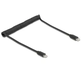DeLock USB-C / Spirálový USB kabel / USB 2.0 / USB-C - USB-C / 0,45-0,75 m / 2 A / černý