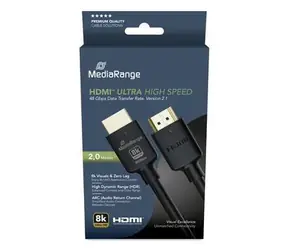 MediaRange HDMI 2m černá / Kabel HDMI / HDMI 2.1 / 48 Gbps / 8K / 144 Hz / Ethernet