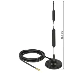 Delock černá / GSM anténa / SMA samec / 5 dBi / všesměrová / magnetický stojánek / kabel 3 m