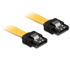 DeLock SATA 6Gbps žlutá / Kabel SATA / SATA 7-pin - SATA 7-pin / 0,7 m / kovové klipy