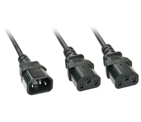 Lindy IEC Y-kabel C14 - 2x C13 černá / Napájecí kabel / 2 m