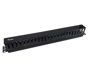 Equip 19" Kabelmanagement černá / Panel pro správu kabelů / 1U / snímatelná zadní deska