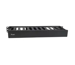 Equip 19" černá / Vyvazovací kabelový panel / 1U / odnímatelná zadní deska / ABS