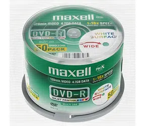 50ks Maxell DVD-R 4,7GB / 16x / Cake box / Potisknutelné
