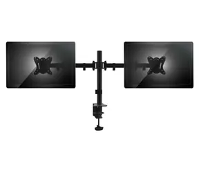 Equip černá / Stolní držák pro 2 monitory / 13-27" / VESA 75x75-100x100 / nosnost 2x8 kg / výškově nastavitelný