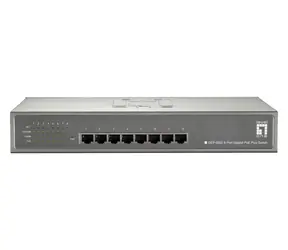 LevelOne PoE+ switch 8x Gigabit 240W / Switch / Unmanaged / 8x GbE PoE+ porty / Rack 19" / kovové tělo