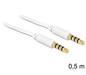 Delock Jack 3,5 mm 4pin bílá / Audio kabel / 0,5 m / Pozlacené konektory