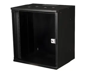 Equip Eco černá / Nástěnná skříň / 12U / 19" / 540x400 mm / skleněné dveře