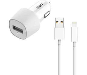 2GO bílá / Autonabíječka / USB-A / 10 W / 5 V / 2,1 A / s kabelem Lightning