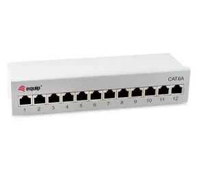Equip šedá / Patch panel / 12x RJ45 / Cat6a / Stíněný / 500 MHz / Desktop