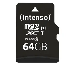 Intenso 64GB / Paměťová karta / MicroSDXC / UHS-I / Class 10 / čtení až 90 MB/s