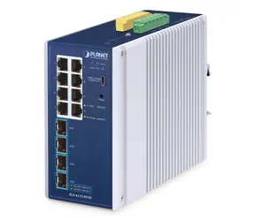 PLANET IGS-4215-8T4X / Switch průmyslový / L2/L4 / 8x GbE RJ-45 / 4x SFP / DIN / IP30
