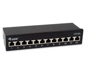 Equip černá / Patch panel / 12x RJ45 / Cat6a / Stíněný / 500 MHz / Desktop