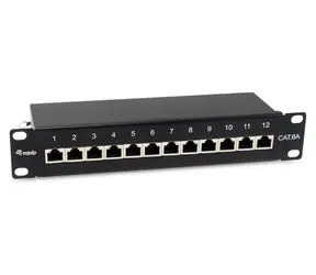 Equip 10" černá / Patch panel / 12 portů / Cat6a FTP / 1U / 500 MHz