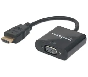 Manhattan HDMI - VGA černá / Redukce / 0,3 m / Pozlacené konektory / Full HD 1080p