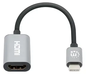 Manhattan USB-C na HDMI šedá / Adaptér / 4K 60Hz / HDCP 2.3 / hliníkové tělo
