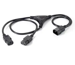 Equip C14 - 2x C13 černý / Y napájecí kabel / 1,6 m / 250 V / 10 A
