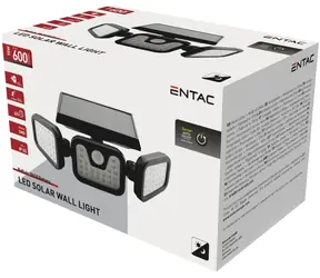 Entac venkovní solární nástěnné LED svítidlo s PIR čidlem 3v1 / Venkovní svítidlo / solární panel / PIR čidlo