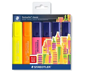 Staedtler Textsurfer Classic / Zvýrazňovač / sada 6 ks (4+2) / šíře stopy 1–5 mm