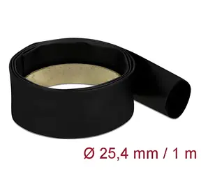 DeLock 25,4 mm černá / Smršťovací bužírka / Délka 1 m / Poměr smrštění 4:1 / Polyolefin