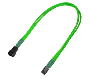Nanoxia Molex 3-pin neon-zelená 30 cm / Prodlužovací kabel / Single Sleeve