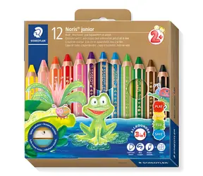 STAEDTLER Trojhranné pastelky Noris Junior 3v1 / 12 ks / s ořezávátkem / od 2 let