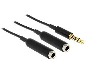 Delock Jack 3,5 mm (M) - 2x Jack 3,5 mm (F) černá / Audio kabel / rozbočovač na 2 sluchátka / 0,25 m