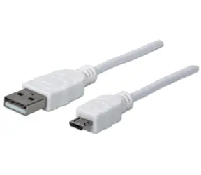 Manhattan USB 2.0 A-Micro B bílá / Kabel / 1,8 m / 480 Mbit/s / PVC