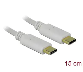 DeLock USB-C PD 100 W bílá / Nabíjecí kabel / USB-C - USB-C / 15 cm / 5 A