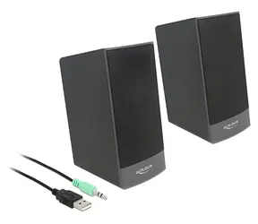 Delock černá / PC reproduktory / 2.0 / 3W RMS / USB napájení / 3,5mm jack