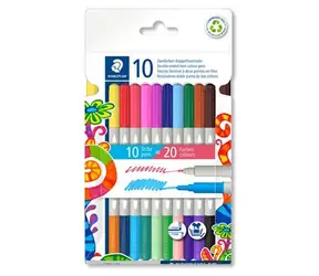 Staedtler Twin Color / Oboustranné fixy / 20 barev / 10 ks