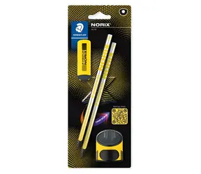 Staedtler Norix HB Set žlutá/černá / Sada grafitových tužek / HB / 2x tužka / ořezávátko / guma