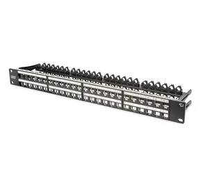 Digitus Patch panel 48 portů černý / Patch panel / 19" / 1U / stíněný / Cat6a