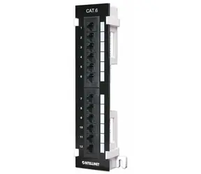 Intellinet Patch panel Cat6 UTP černý / 12 portů / RJ-45 / do racku