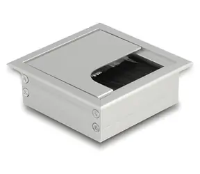 DeLock / Kabelová průchodka / Do stolu / S kartáčem / 80 x 80 mm / Hliník