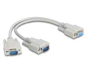 Delock 67160 / Adaptér Y kabel D-Sub / 9 pin (F) - 2x 9 pin (M) / 0,3 m / béžová