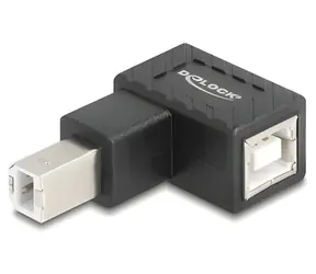 Delock 67204 černá / Redukce USB 2.0 / Type-B - Type-B / přímý - pravoúhlý dolů