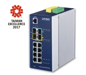 Planet IGS-5225-8T2S2X / Switch průmyslový / L3 / 8x RJ-45 1Gb / 2x SFP / 2x SFP+ / DIN / -40 až 75°C