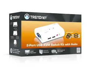 TRENDnet TK-208K / KVM přepínač / 2× PC / USB / VGA / audio / 2048×1536