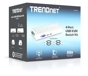 TRENDnet KVM Switch Kit modrá / KVM switch / 4-port / USB / VGA / max. 2048x1536