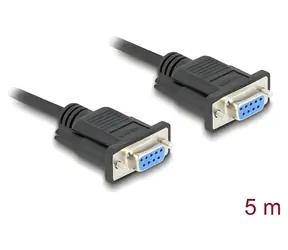 DeLock D-Sub9 (F) - D-Sub9 (F) 5m černá / Sériový kabel / RS-232 / AWG 28
