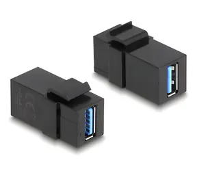 DeLock Keystone modul USB 3.0 A - USB 3.0 A černá / Redukce / samice/samice / plochý / 2 ks