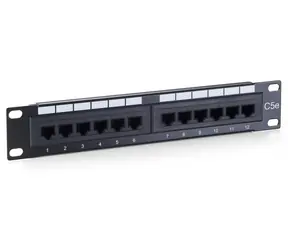 Equip černý / Patch panel / 10" / 12x RJ45 / Cat5e / 1U