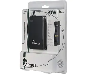 Inter-Tech Argus NB-90SA / Napájecí adaptér pro notebooky / 90 W / 8 koncovek / USB / autodetekce napětí