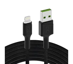 Green Cell GC Ray KABGC05 černá / Datový kabel / USB-A - Lightning / 1,2 m / LED podsvícení