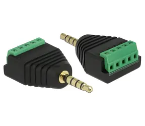 Delock / Adaptér / Jack 3,5 mm samec / Terminal Block 5 pin samice / černá, zelená
